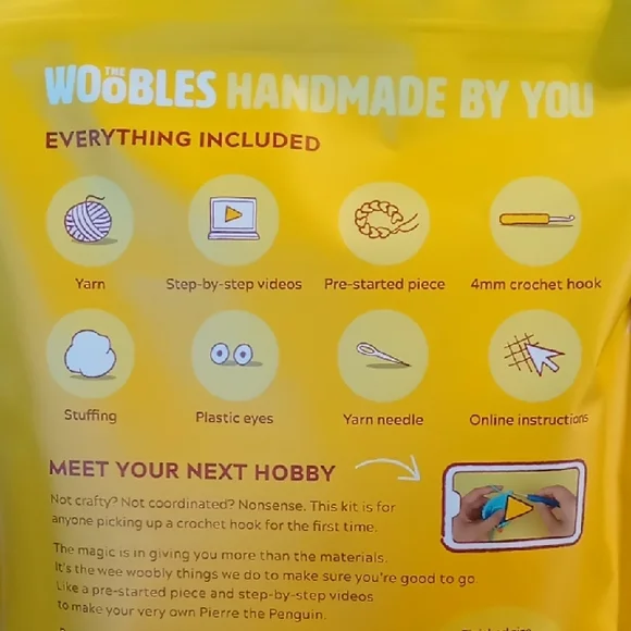 Pierre the Penguin Crochet Kit - Yellow and Blue - Picture 3 of 7